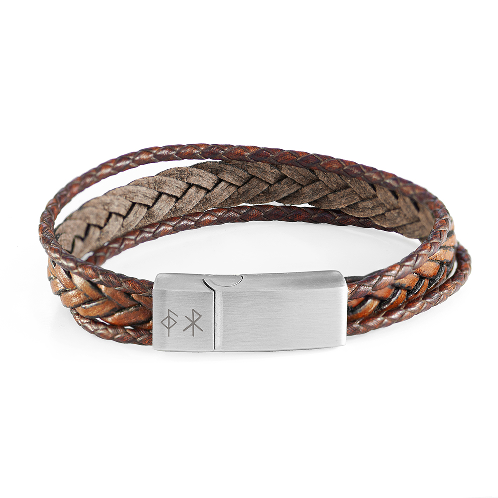 Personalised Men’s Brown Rune Woven Bracelet Personalised Men's Brown Rune Woven Bracelet