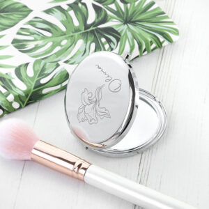 Personalised Silver Round Birth Flower Compact Mirror Personalised Silver Round Birth Flower Compact Mirror