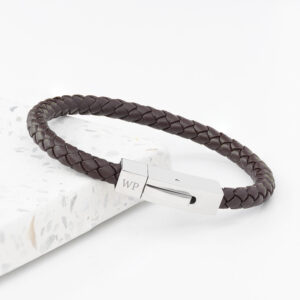 Personalised Men’s Brown Leather Contemporary Clasp Bracelet Personalised Men's Brown Leather Contemporary Clasp Bracelet