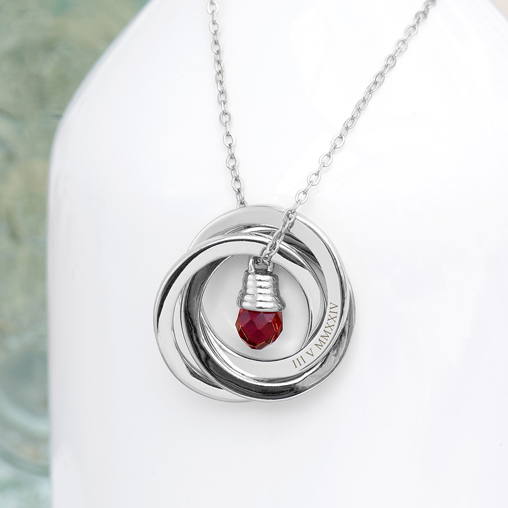 Personalised Russian Ring Crystal Necklace