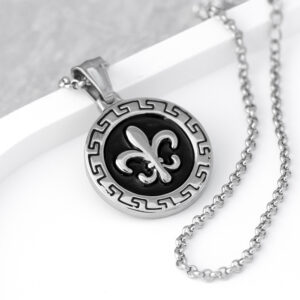 Personalised Men's Fleur-de-lis Pendant Necklace