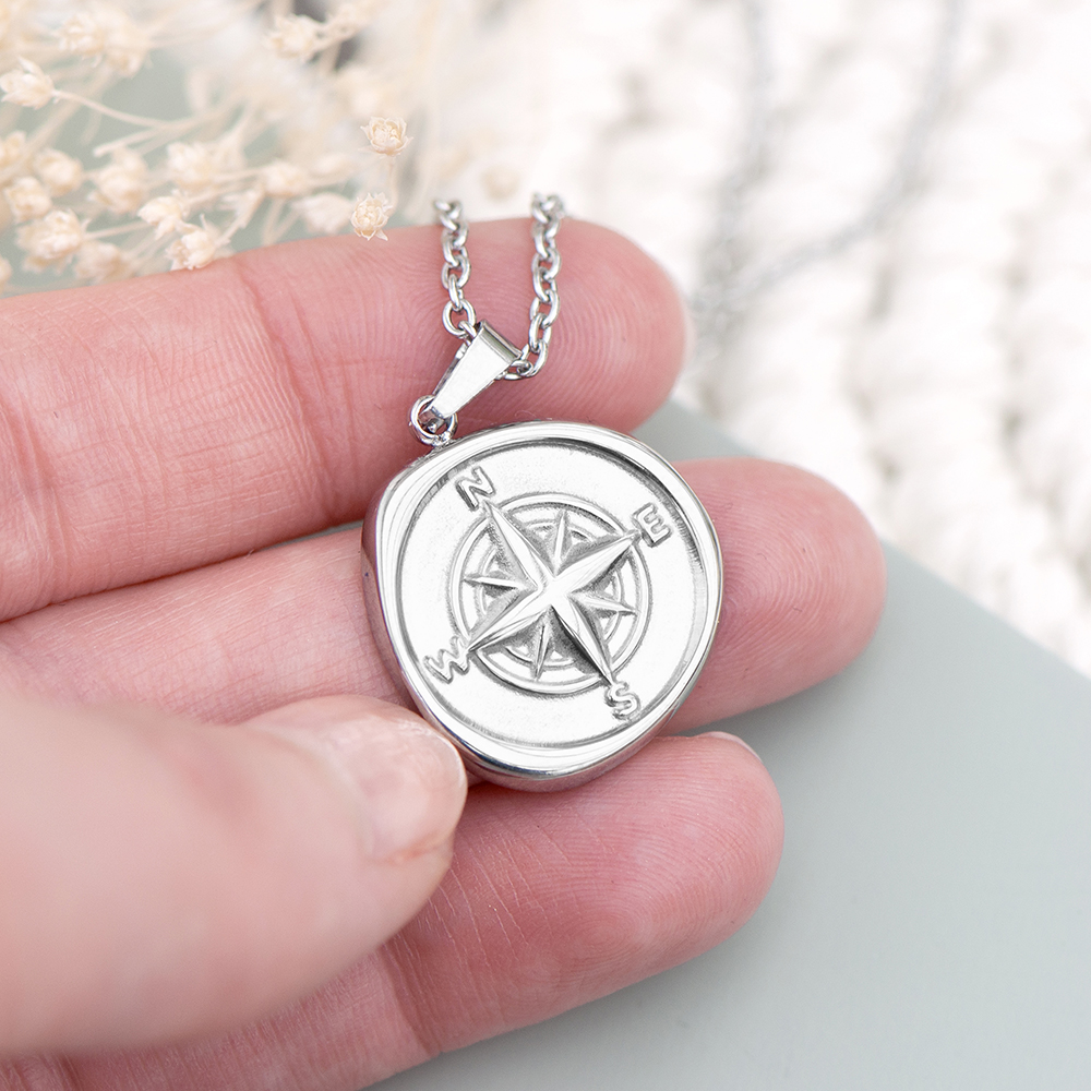 Personalised Compass Amulet Necklace Personalised Compass Amulet Necklace