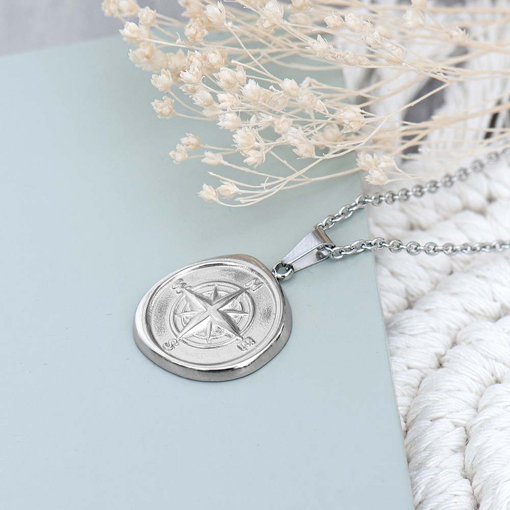 Personalised Compass Amulet Necklace Personalised Compass Amulet Necklace