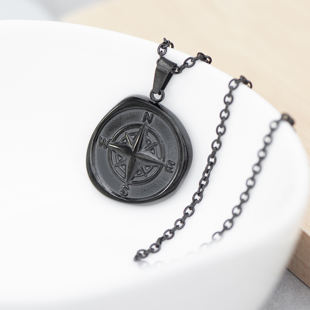 Personalised Men’s Compass Amulet Necklace Personalised Men's Compass Amulet Necklace