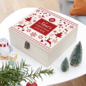Personalised Festive Scandi Print Christmas Eve Box – Medium Personalised Festive Scandi Print Christmas Eve Box - Medium