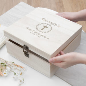 Christening Memory Box with Leaf Frame - Medium