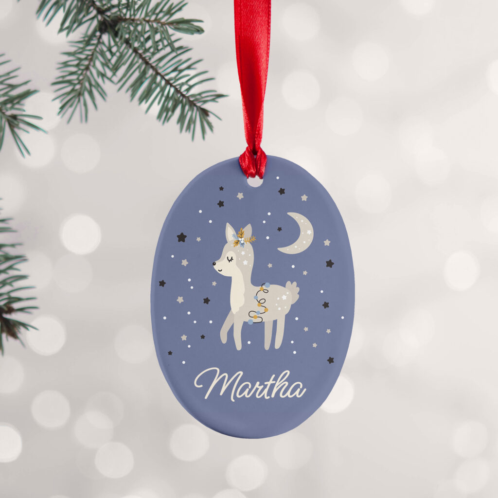 Personalised Moonlit Fawn Christmas Decoration