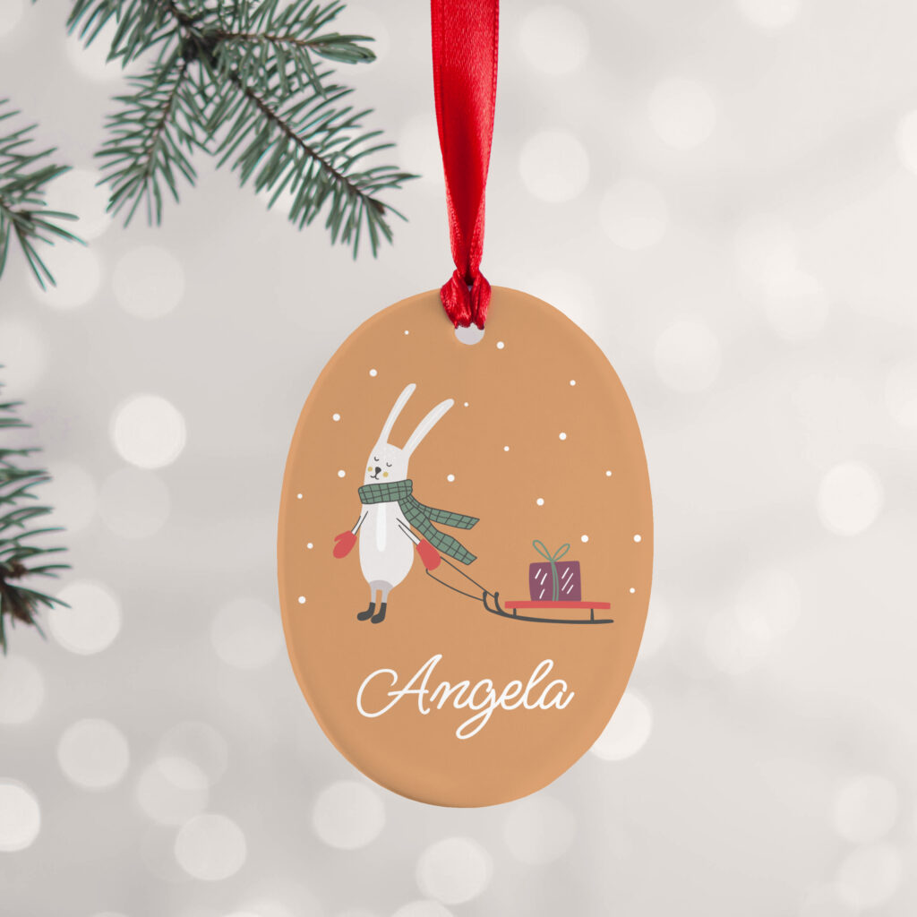 Personalised Sleigh Rabbit Christmas Decoration