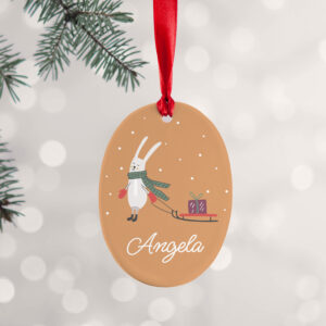 Personalised Sleigh Rabbit Christmas Decoration Personalised Sleigh Rabbit Christmas Decoration