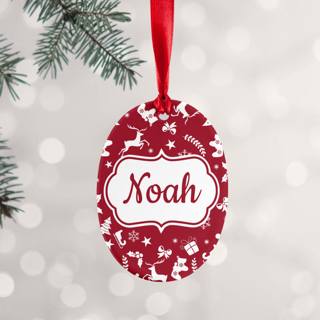 Personalised Festive Pattern Ceramic Decoration