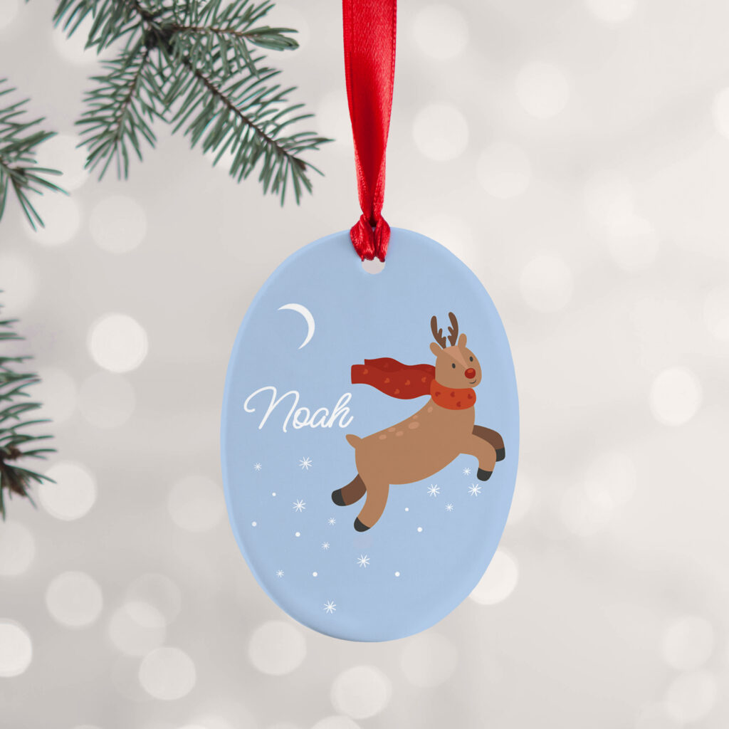 Personalised Flying Rudolph Christmas Decoration