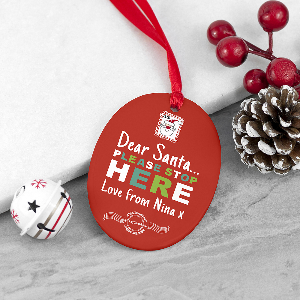 Personalised Dear Santa Christmas Decoration Personalised Dear Santa Christmas Decoration
