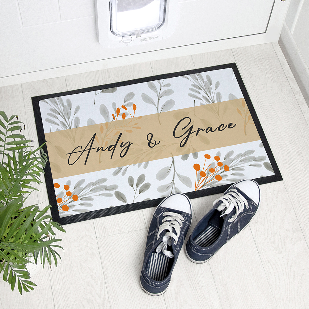 Personalised Botanical Pattern Indoor Doormat Personalised Botanical Pattern Indoor Doormat
