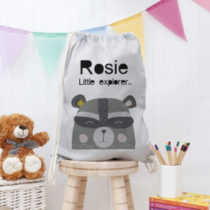 Personalised Children’s Raccoon Cotton Nursery Bag Personalised Children's Raccoon Cotton Nursery Bag