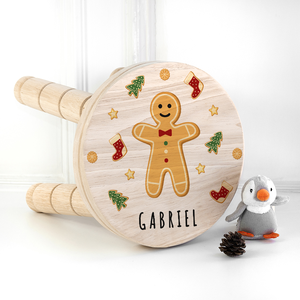 Personalised Christmas Gingerbread Wooden Stool Personalised Christmas Gingerbread Wooden Stool