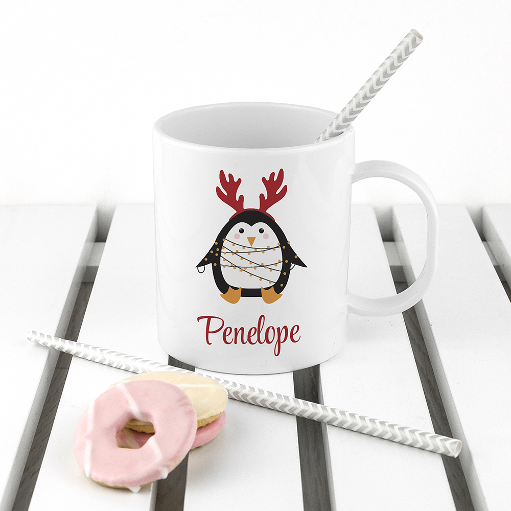 Personalised Christmas Penguin Kids Polymer Mug Personalised Christmas Penguin Kids Polymer Mug