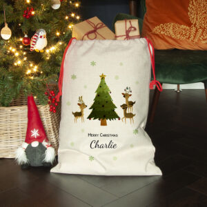 Personalised Christmas Reindeer Family Christmas Sack