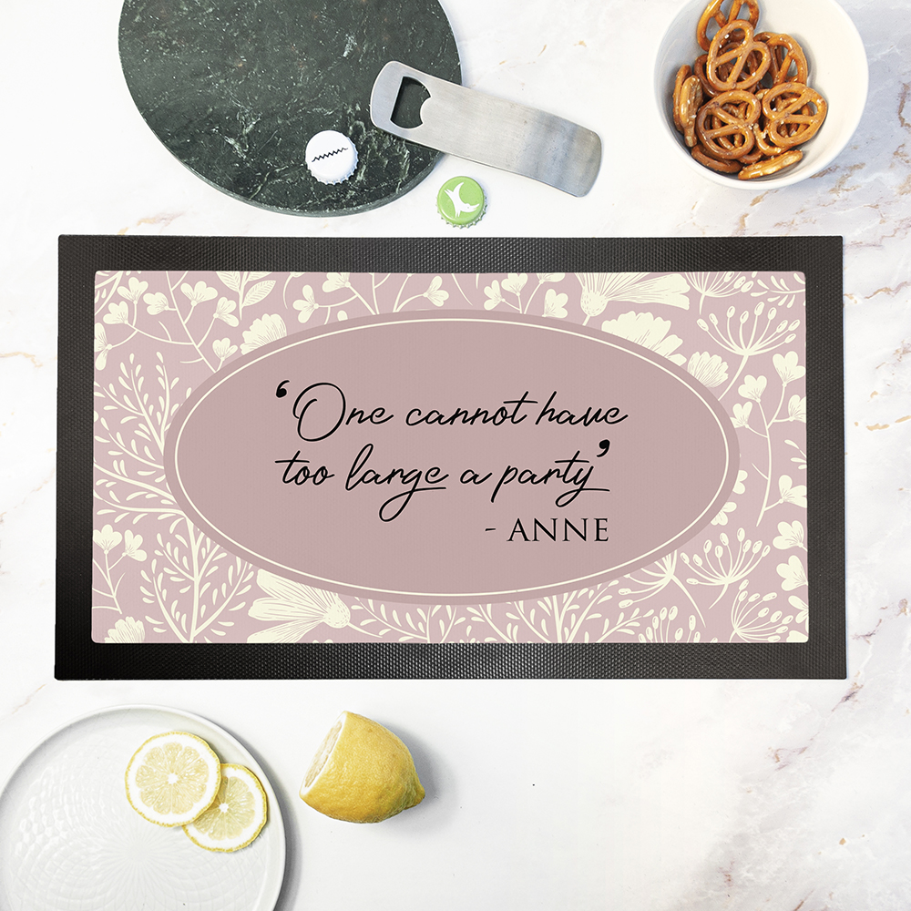 Personalised Classic Floral Quote Bar Mat Personalised Classic Floral Quote Bar Mat
