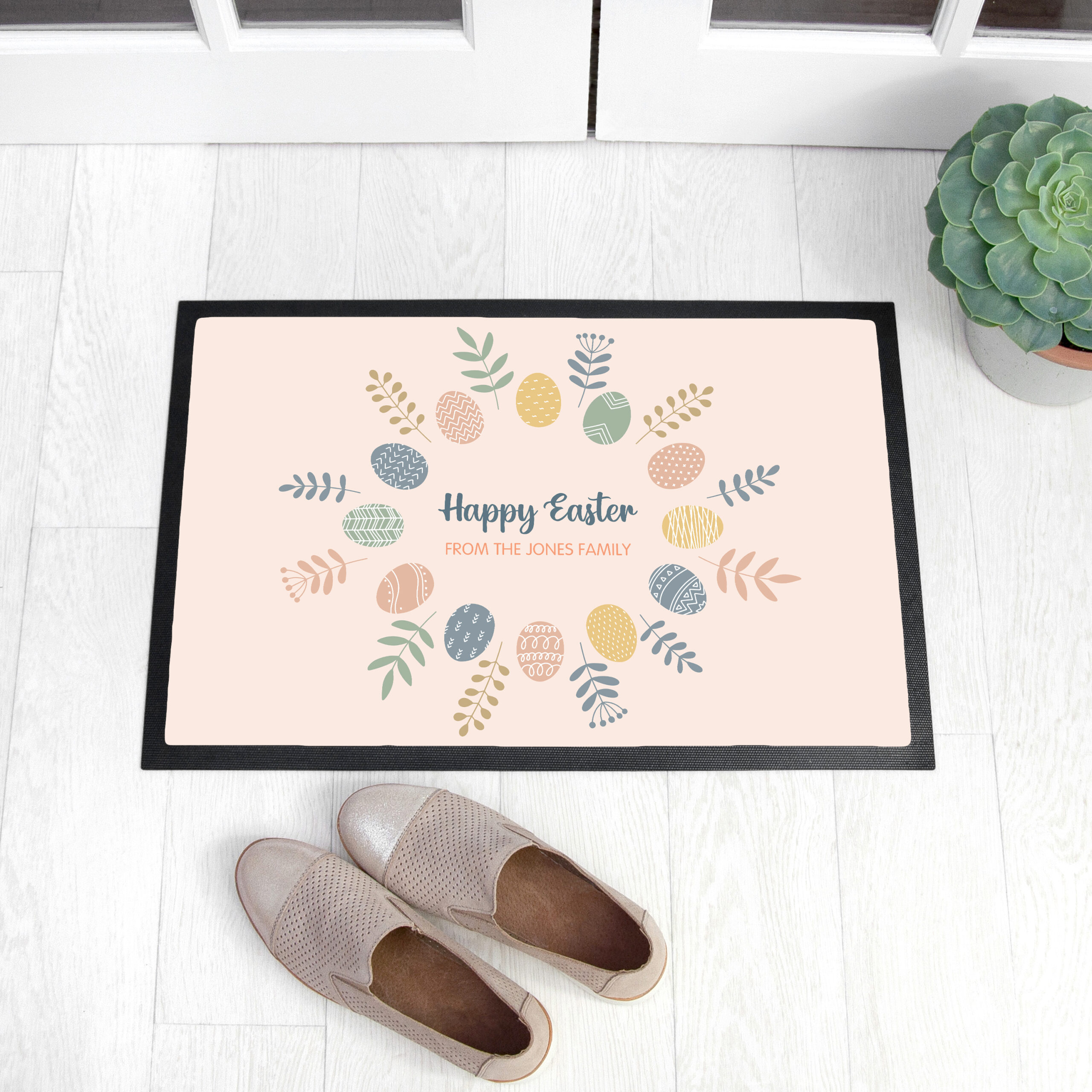 Personalised Easter Egg Wreath Indoor Doormat Personalised Easter Egg Wreath Indoor Doormat
