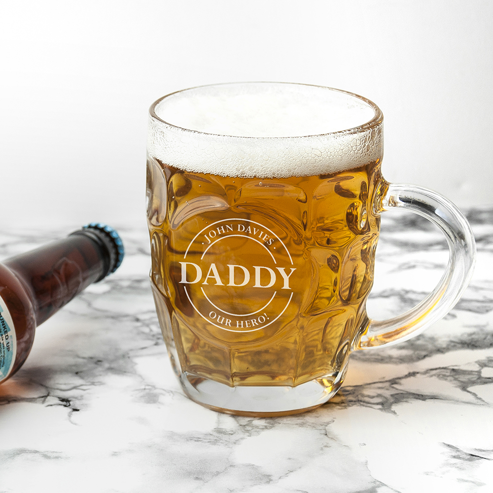 Personalised Emblem Dimpled Beer Glass Personalised Emblem Dimpled Beer Glass
