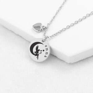 Personalised Fairy Matte Heart & Disc Necklace Personalised Fairy Matte Heart & Disc Necklace