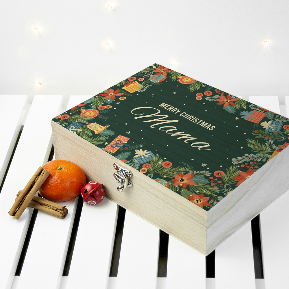 Personalised Floral Christmas Tea Box