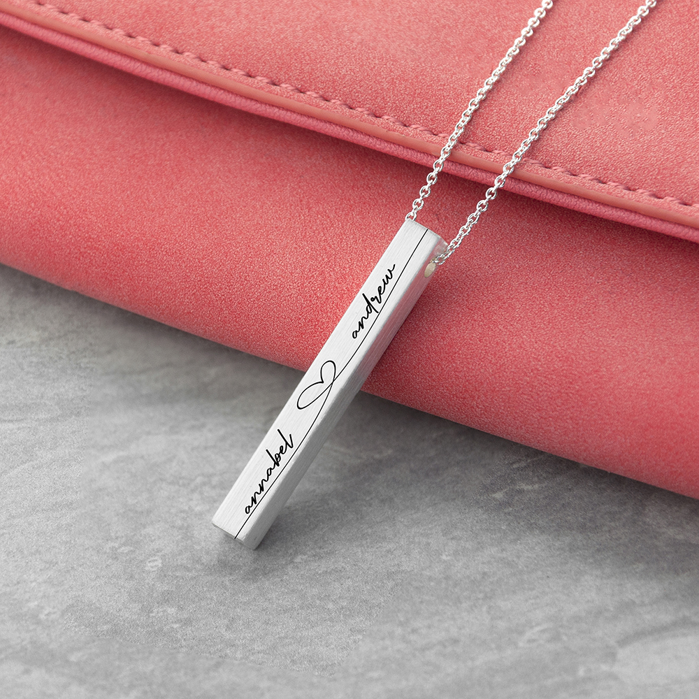 Personalised Forever and Always Vertical Bar Necklace