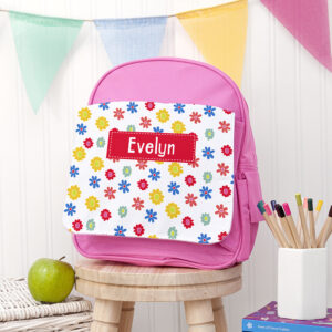 Personalised Girl’s Patterned Pink Rucksack Personalised Girl's Patterned Pink Rucksack
