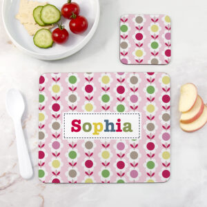 Personalised Girl’s Patterned Placemat Set Personalised Girl's Patterned Placemat Set