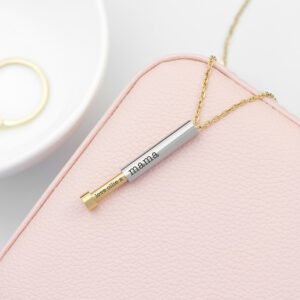 Personalised Gold and Silver Round Hidden Message Capsule Women's Necklace