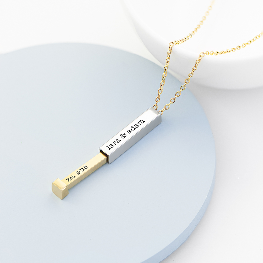 Personalised Gold and Silver Square Hidden Message Capsule Women’s Necklace Personalised Gold and Silver Square Hidden Message Capsule Women's Necklace
