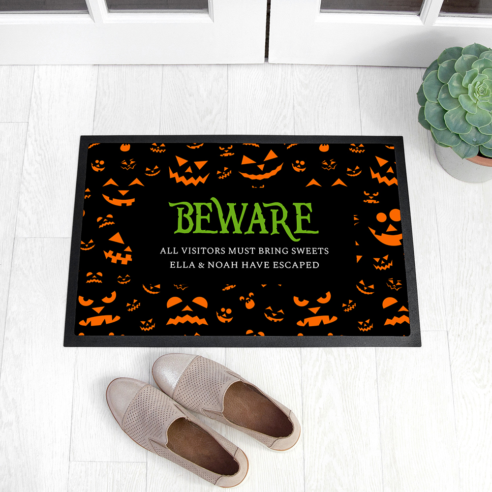 Personalised Halloween Beware Indoor Doormat
