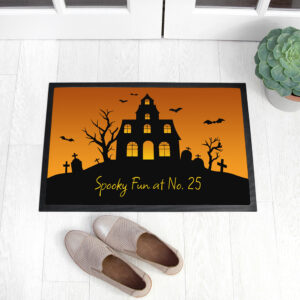 Personalised Halloween Spooky House Indoor Doormat