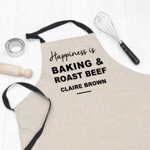 Personalised 'Happiness is' Luxury Linen Apron