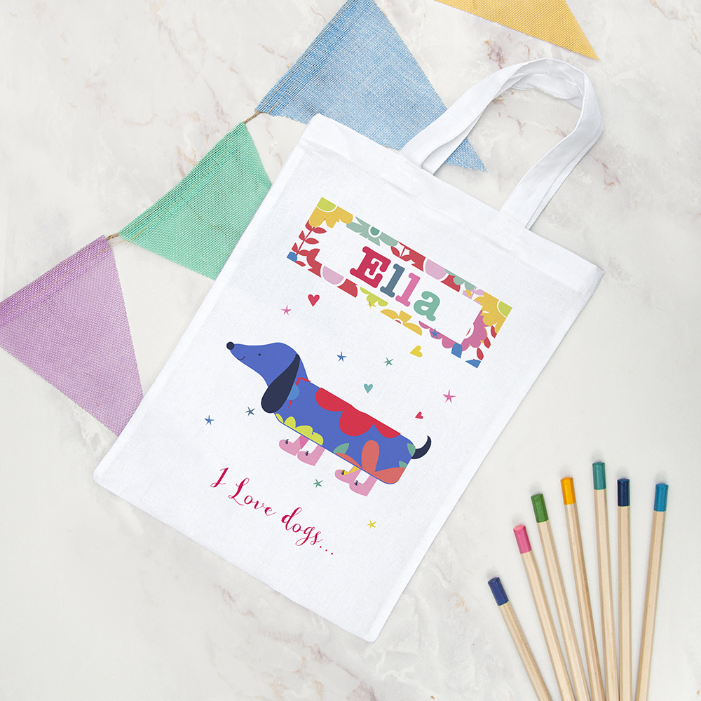 Personalised I Love Pets Fabric Party Bag