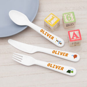 Personalised Kids Adventure Cutlery Set – Plastic Personalised Kids Adventure Cutlery Set - Plastic