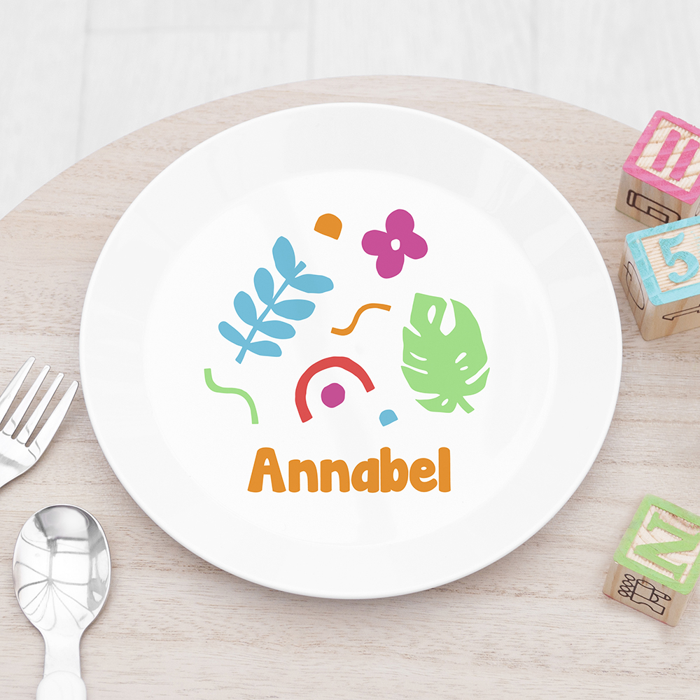 Personalised Kids Colourful Shapes Plastic Plate