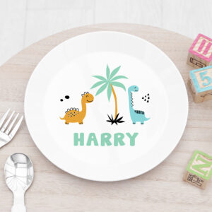 Personalised Kids Cute Dinosaur Plastic Plate