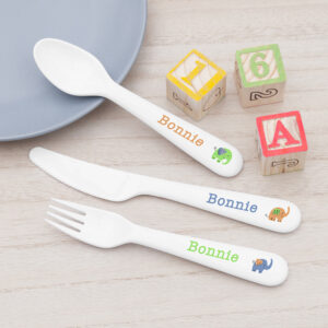 Personalised Kids Elephant Cutlery Set - Plastic