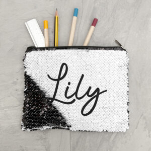 Personalised Kids Hidden Message Sequin Pencil Case – Black Personalised Kids Hidden Message Sequin Pencil Case - Black