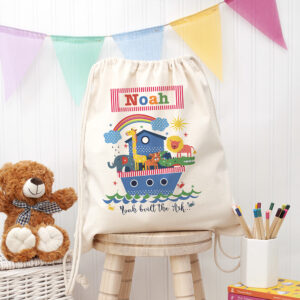 Personalised Kid's Noah's Ark Cotton PE Kit Bag