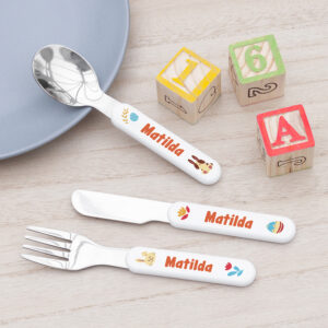Personalised Kids Spring Bunny Cutlery Set - Metal