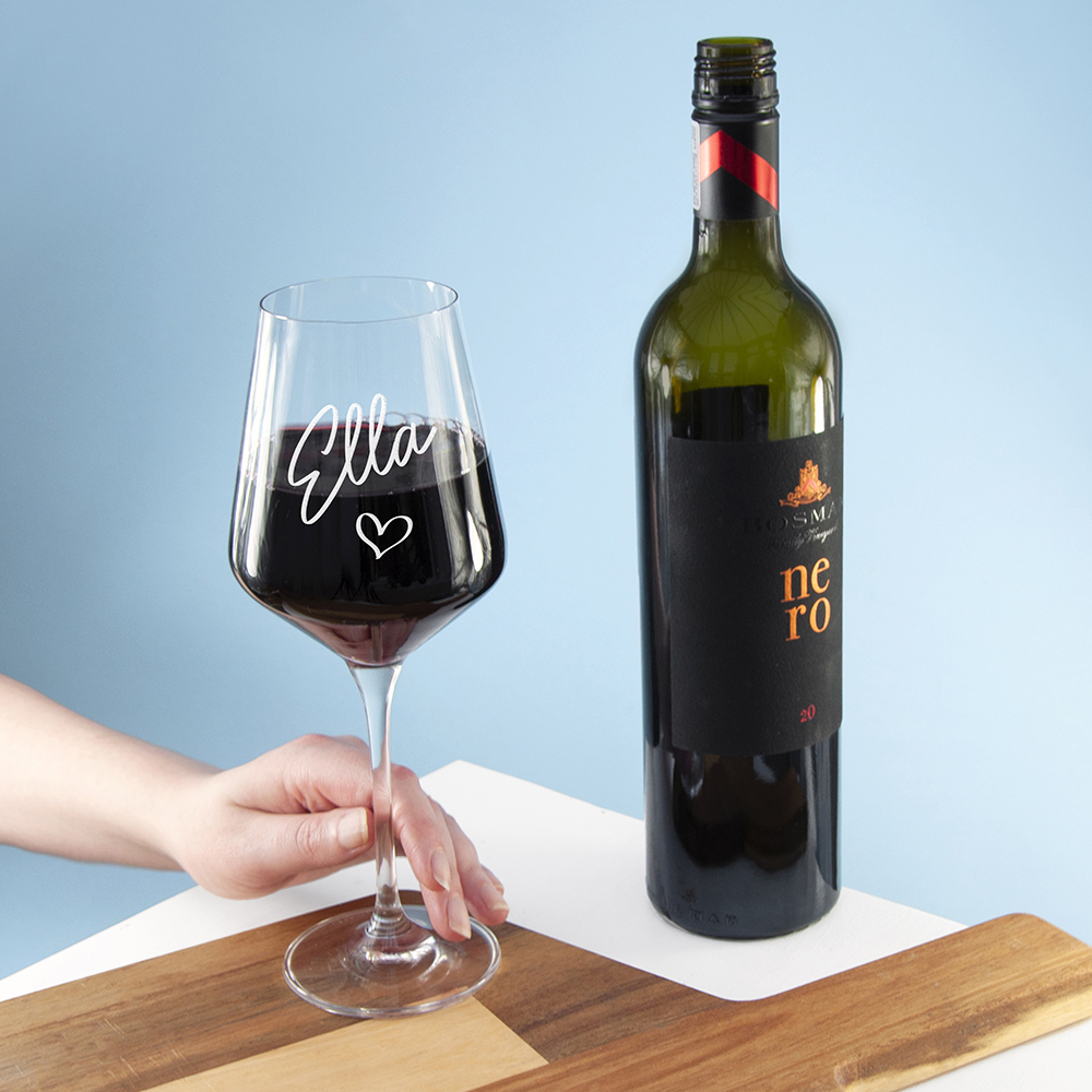 Personalised Love Heart Wine Glass
