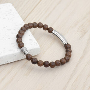 Personalised Mens Wooden Buddha Bracelet