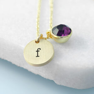 Personalised Monogram Gold Birthstone Crystal and Disc