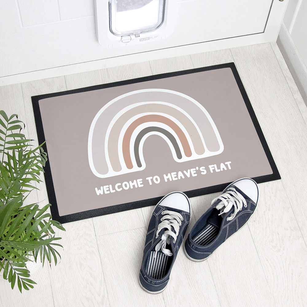 Personalised Neutral Rainbow Doormat Personalised Neutral Rainbow Doormat
