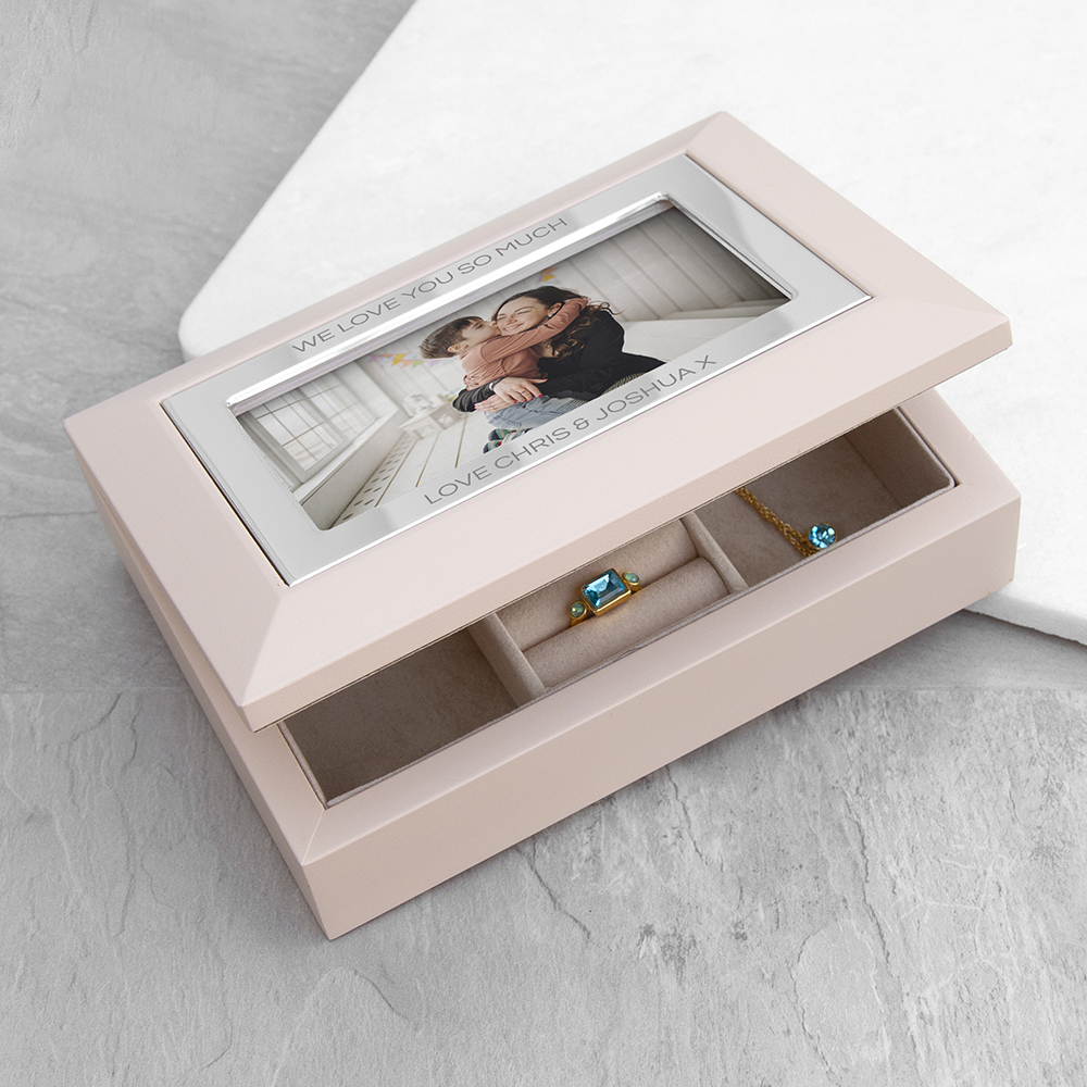 Personalised Nude Pink & Silver Photo Jewellery Box Personalised Nude Pink & Silver Photo Jewellery Box