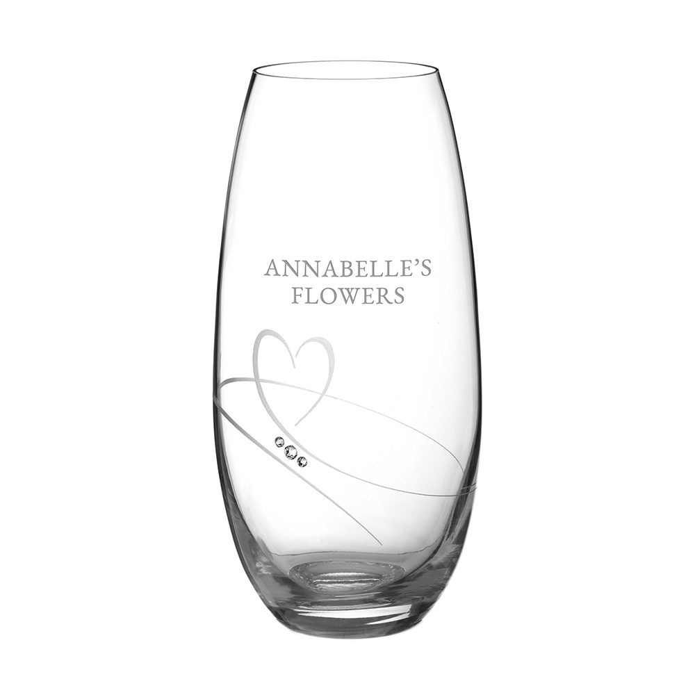 Personalised Romantic Barrel Vase with Swarovski Crystals