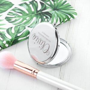 Personalised Round Silver Compact Mirror