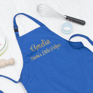 Personalised Santas Little Helper Childrens Blue Waterproof Apron